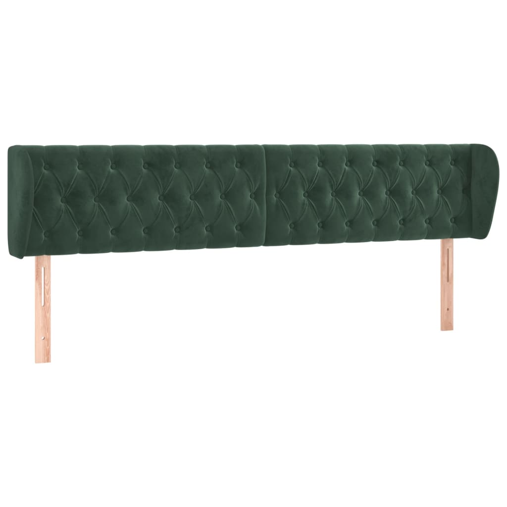 vidaXL Tăblie de pat cu aripioare verde închis 183x23x78/88 cm catifea
