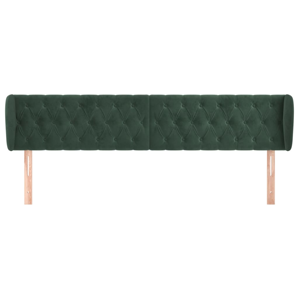 vidaXL Tăblie de pat cu aripioare verde închis 183x23x78/88 cm catifea