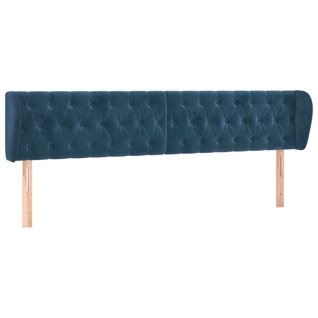 vidaXL Tăblie pat cu aripioare albastru închis 183x23x78/88 cm catifea