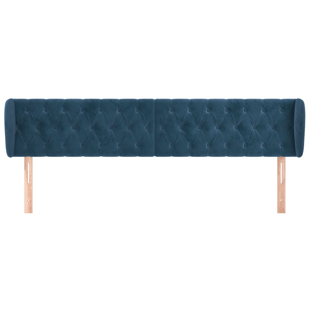 vidaXL Tăblie pat cu aripioare albastru închis 183x23x78/88 cm catifea