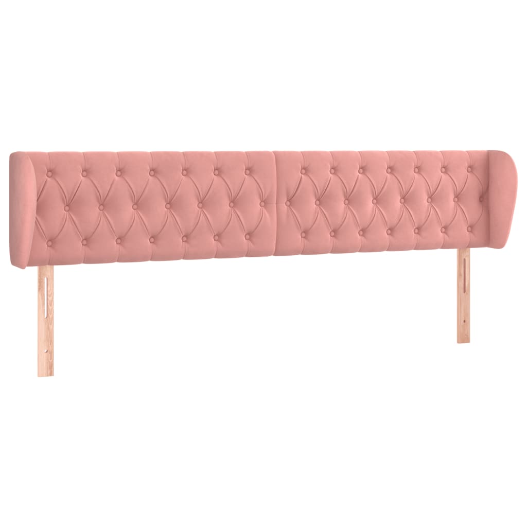 vidaXL Tăblie de pat cu aripioare roz 183x23x78/88 cm catifea