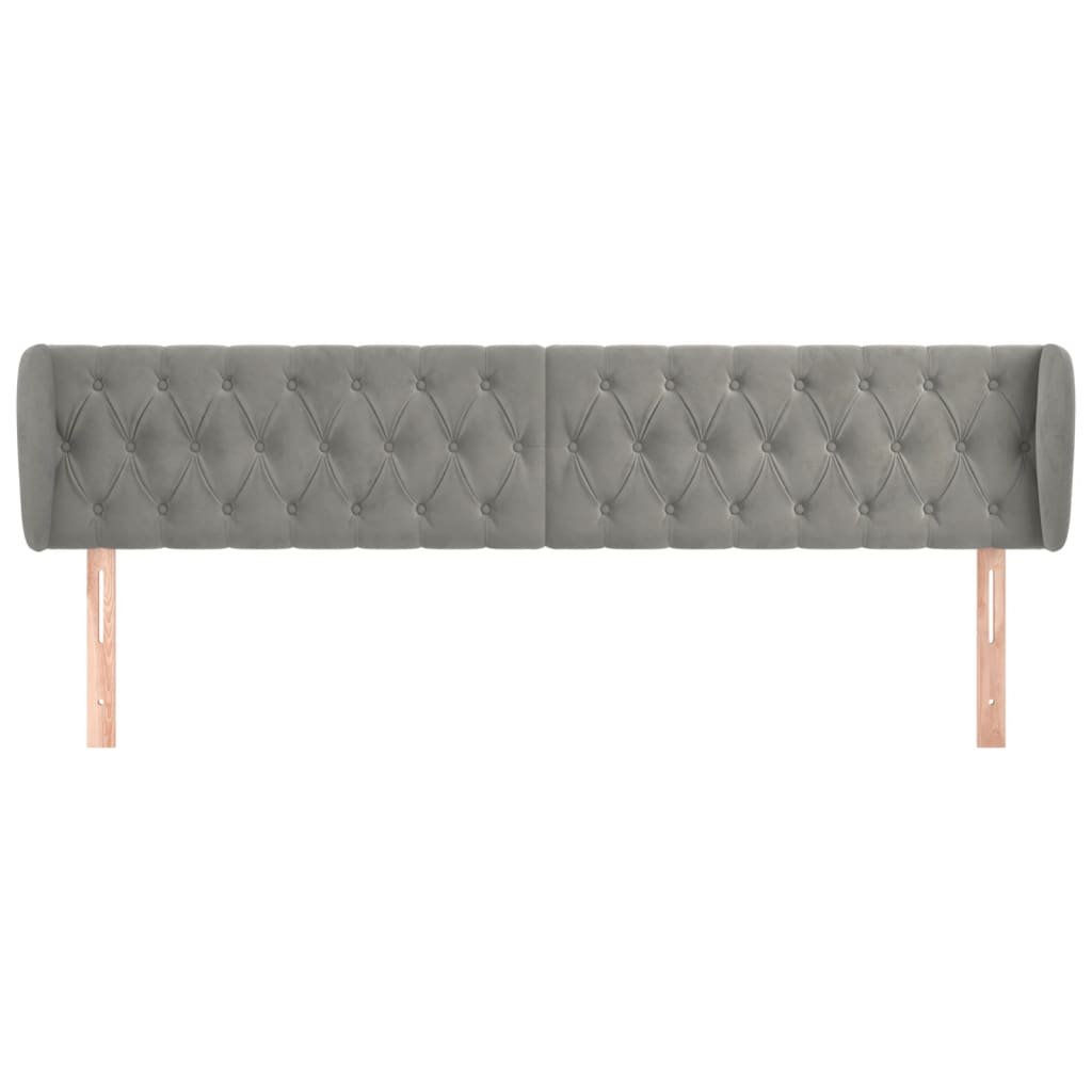vidaXL Tăblie de pat cu aripioare gri deschis 203x23x78/88 cm catifea vidaXL Tăblie de pat cu aripioare gri deschis 203x23x78/88 cm catifea