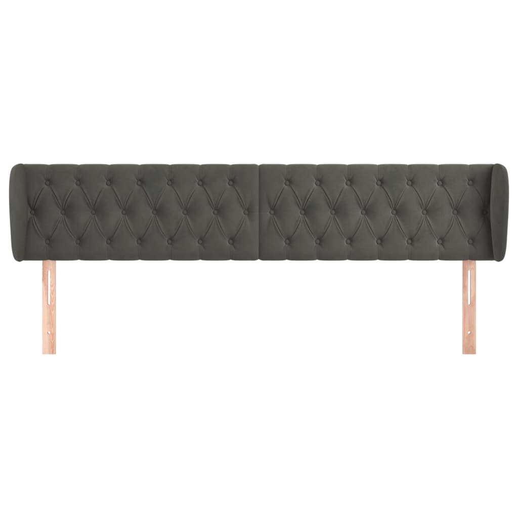 vidaXL Tăblie de pat cu aripioare gri închis 203x23x78/88 cm catifea vidaXL Tăblie de pat cu aripioare gri închis 203x23x78/88 cm catifea