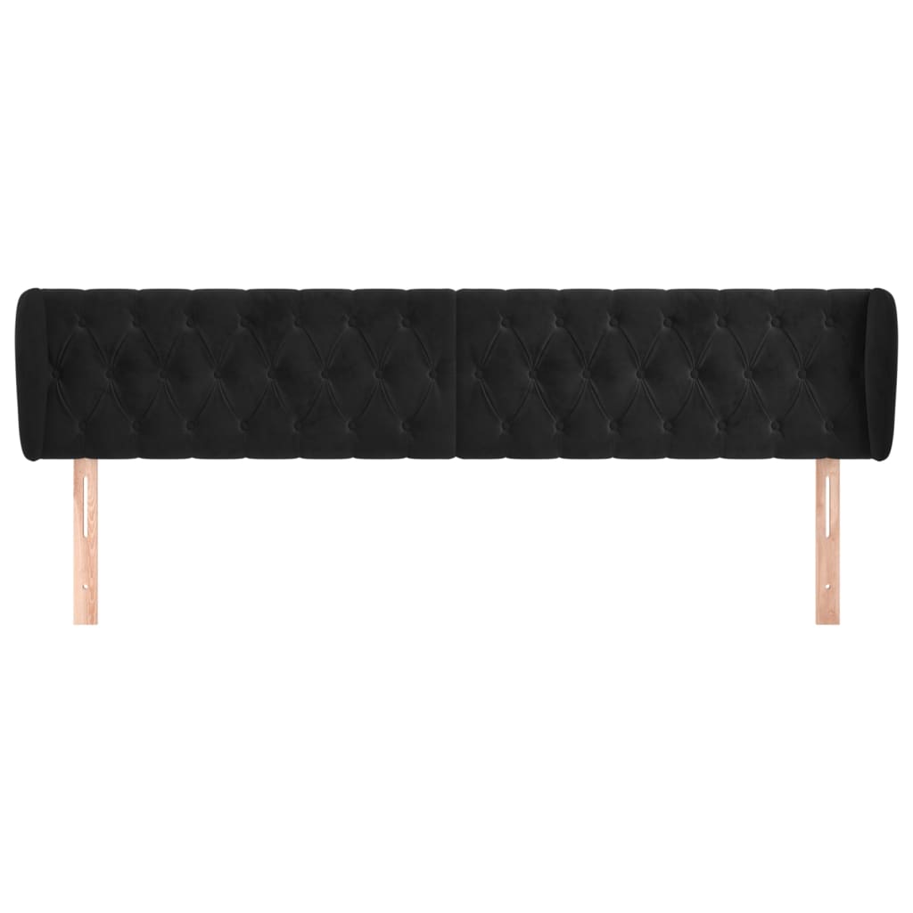 vidaXL Tăblie de pat cu aripioare negru 203x23x78/88 cm catifea vidaXL Tăblie de pat cu aripioare negru 203x23x78/88 cm catifea