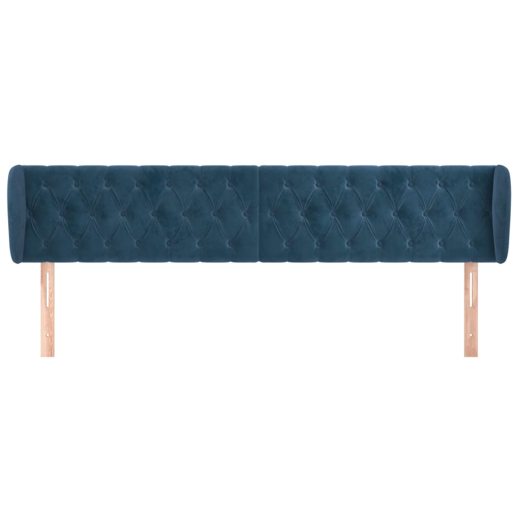 vidaXL Tăblie pat cu aripioare albastru închis 203x23x78/88 cm catifea