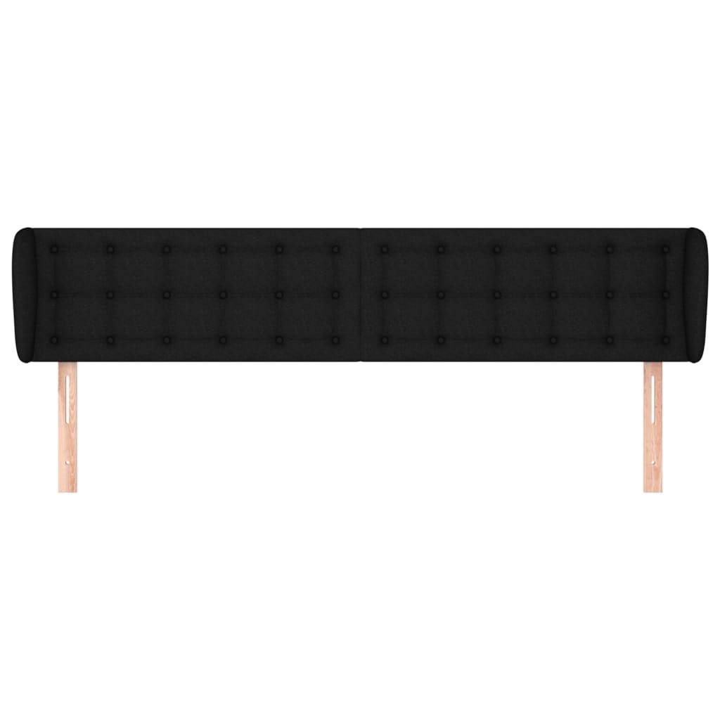 vidaXL Tăblie de pat cu aripioare negru 163x23x78/88 cm textil