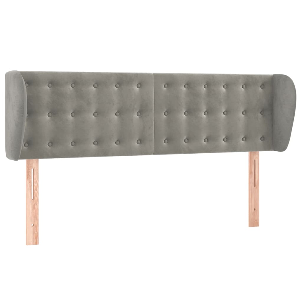 vidaXL Tăblie de pat cu aripioare gri deschis 147x23x78/88 cm catifea