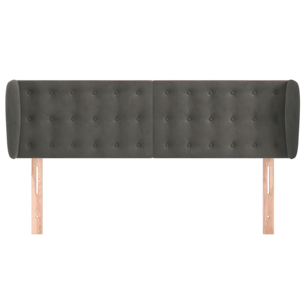 vidaXL Tăblie de pat cu aripioare gri închis 147x23x78/88 cm catifea vidaXL Tăblie de pat cu aripioare gri închis 147x23x78/88 cm catifea