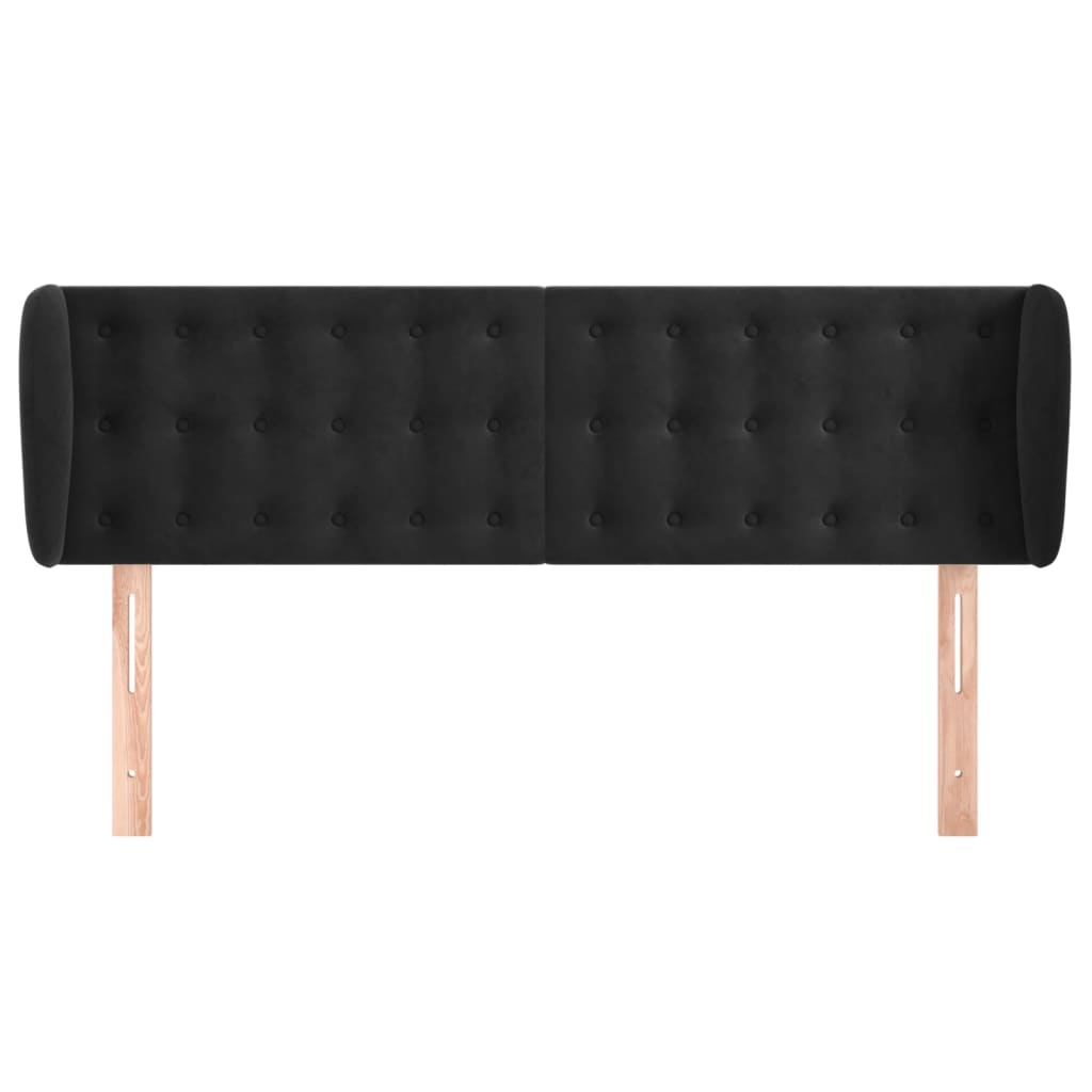 vidaXL Tăblie de pat cu aripioare negru 147x23x78/88 cm catifea