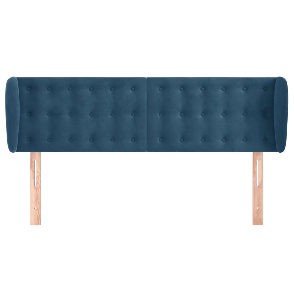 vidaXL Tăblie pat cu aripioare albastru închis 147x23x78/88 cm catifea