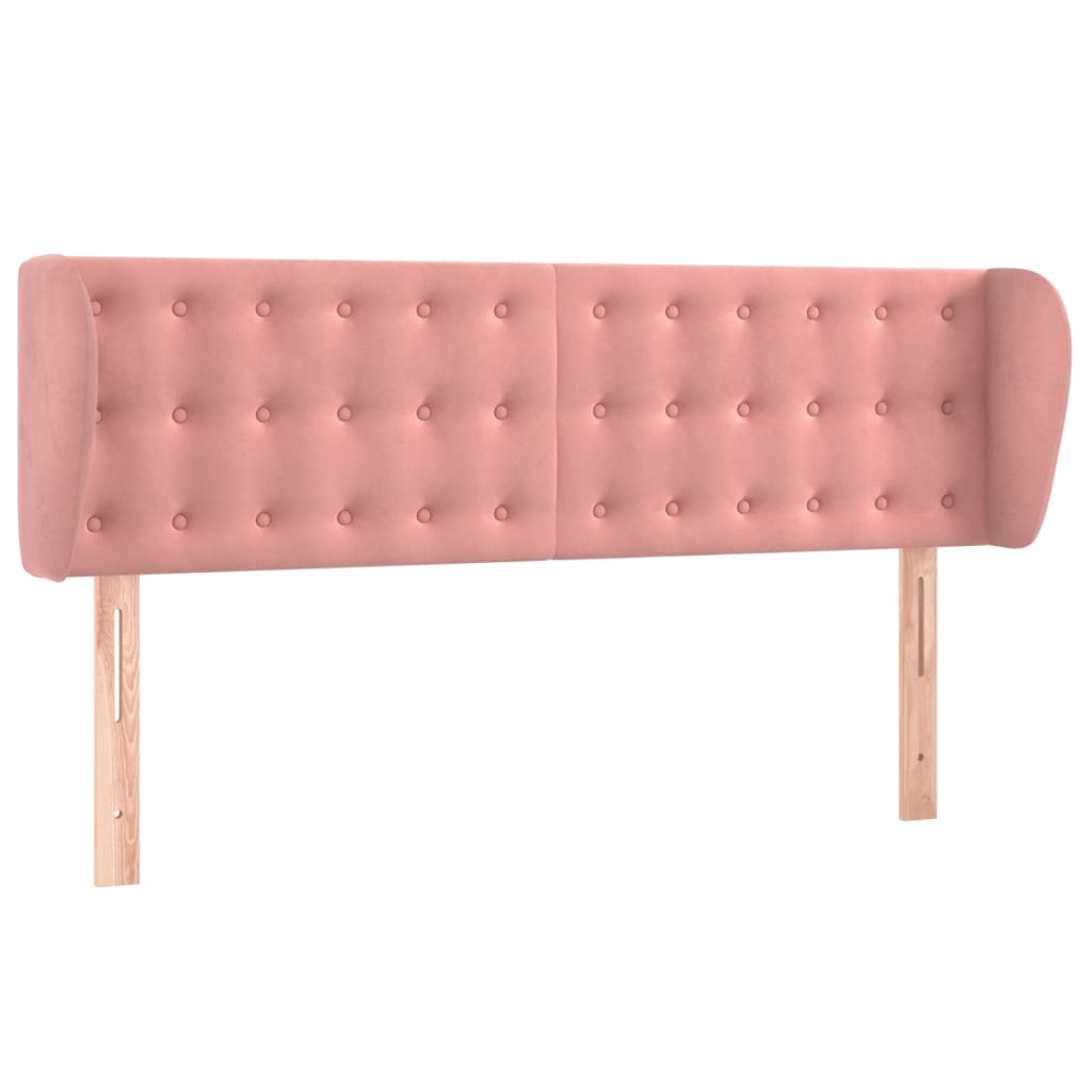 vidaXL Tăblie de pat cu aripioare roz 147x23x78/88 cm catifea