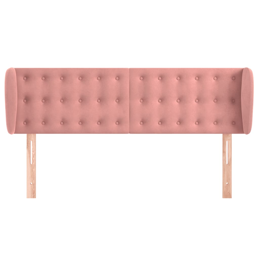 vidaXL Tăblie de pat cu aripioare roz 147x23x78/88 cm catifea