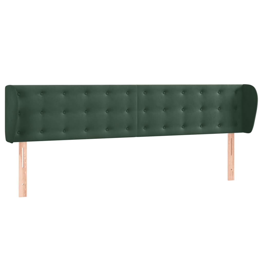 vidaXL Tăblie de pat cu aripioare verde închis 163x23x78/88 cm catifea
