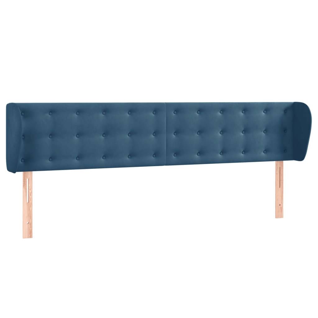 vidaXL Tăblie pat cu aripioare albastru închis 163x23x78/88 cm catifea