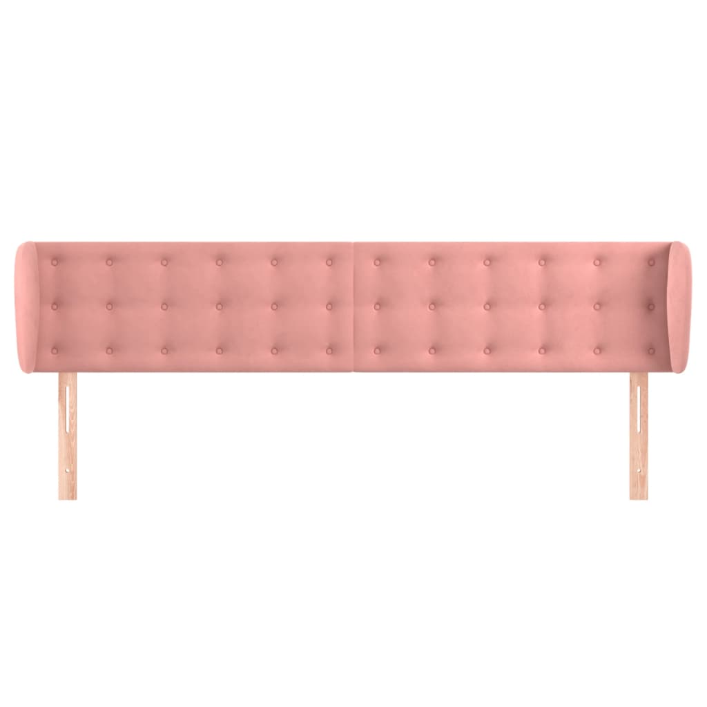vidaXL Tăblie de pat cu aripioare roz 163x23x78/88 cm catifea