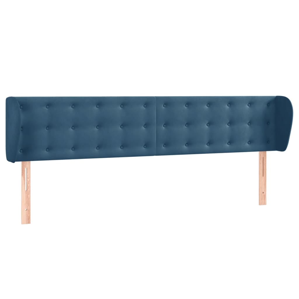 vidaXL Tăblie pat cu aripioare albastru închis 183x23x78/88 cm catifea
