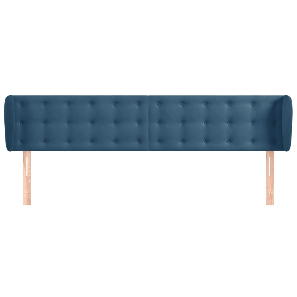 vidaXL Tăblie pat cu aripioare albastru închis 183x23x78/88 cm catifea
