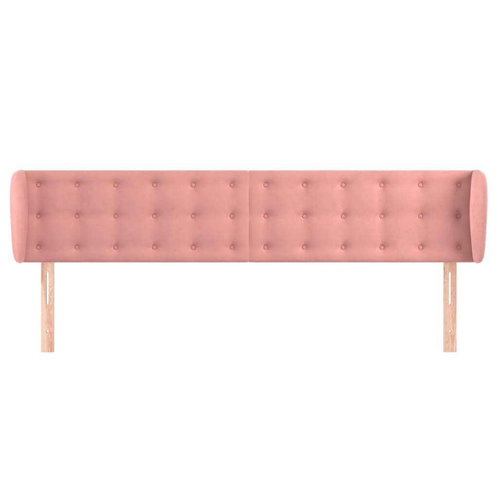 vidaXL Tăblie de pat cu aripioare roz 183x23x78/88 cm catifea