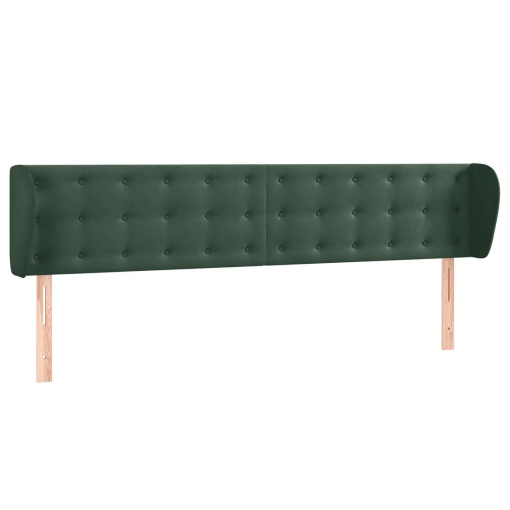 vidaXL Tăblie de pat cu aripioare verde închis 203x23x78/88 cm catifea