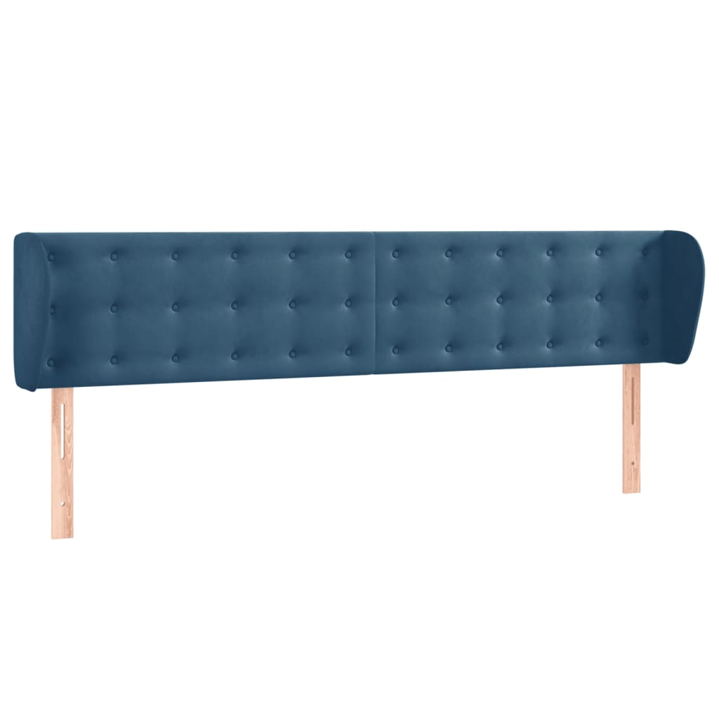 vidaXL Tăblie pat cu aripioare albastru închis 203x23x78/88 cm catifea