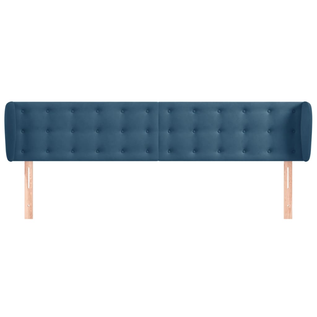 vidaXL Tăblie pat cu aripioare albastru închis 203x23x78/88 cm catifea