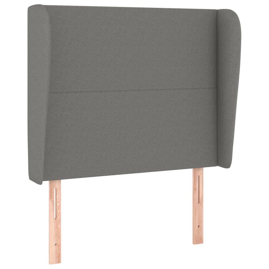 vidaXL Tăblie de pat cu aripioare gri închis 93x23x118/128 cm textil