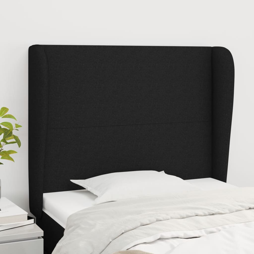 vidaXL Tăblie de pat cu aripioare, negru, 93x23x118/128 cm, textil