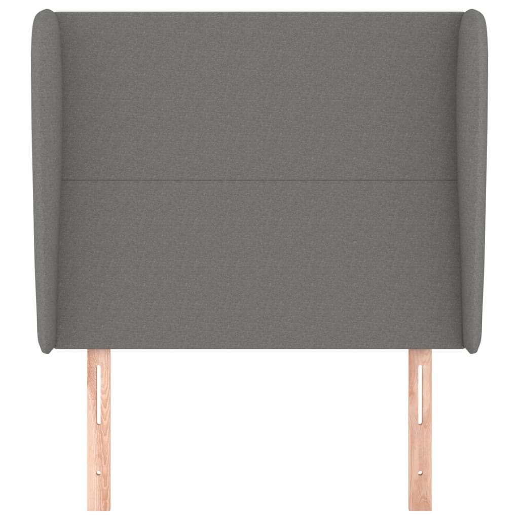 vidaXL Tăblie de pat cu aripioare gri închis 103x23x118/128 cm textil