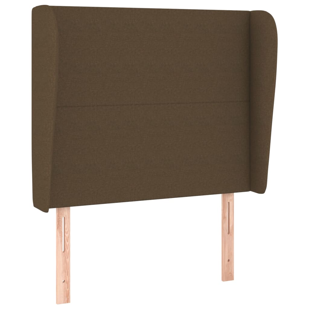 vidaXL Tăblie de pat cu aripioare maro închis 103x23x118/128 cm textil