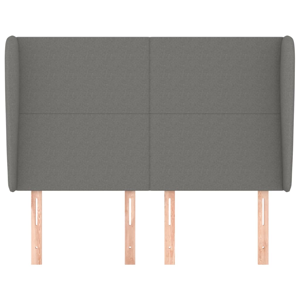 vidaXL Tăblie de pat cu aripioare gri închis 147x23x118/128 cm textil