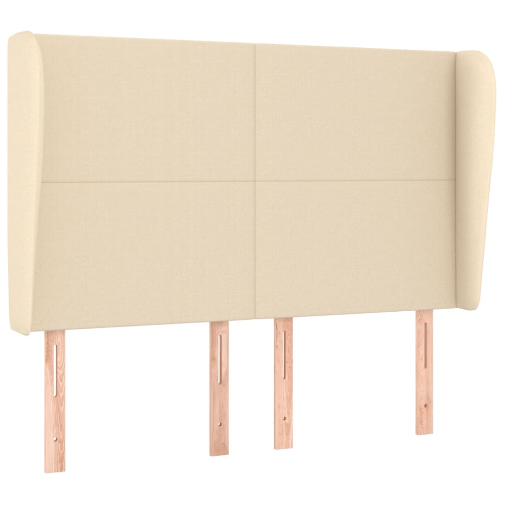 vidaXL Tăblie de pat cu aripioare, crem, 147x23x118/128 cm, textil