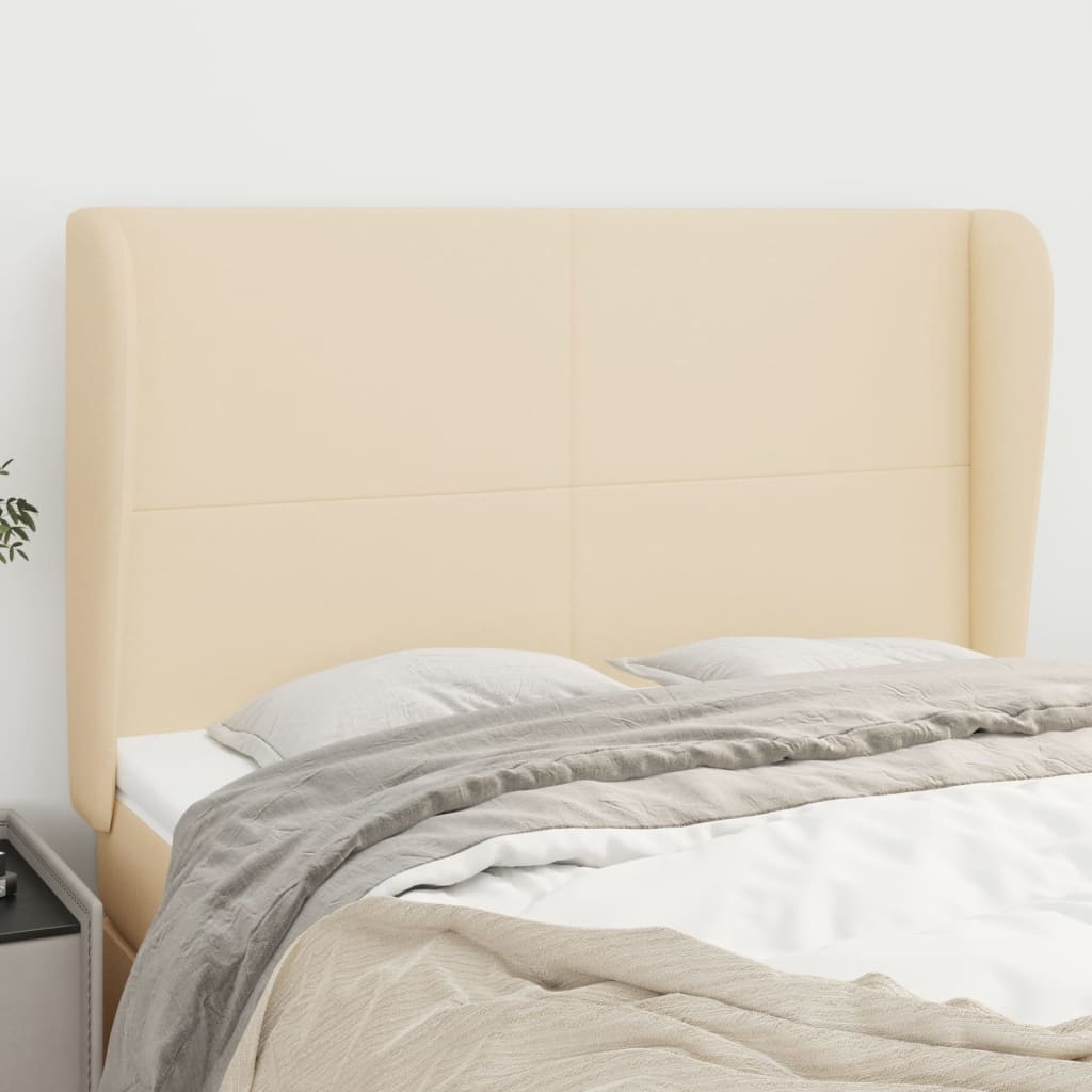 vidaXL Tăblie de pat cu aripioare, crem, 147x23x118/128 cm, textil