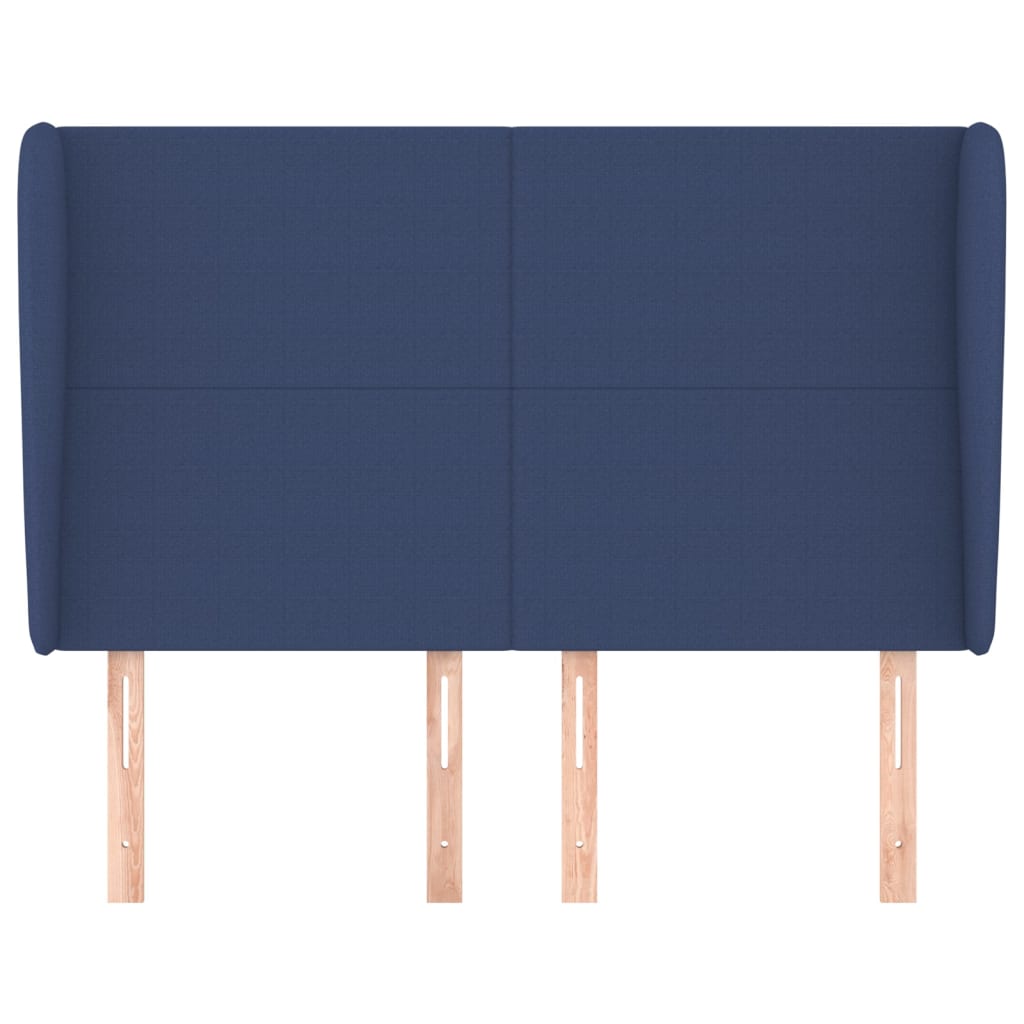 vidaXL Tăblie de pat cu aripioare, albastru, 147x23x118/128 cm, textil