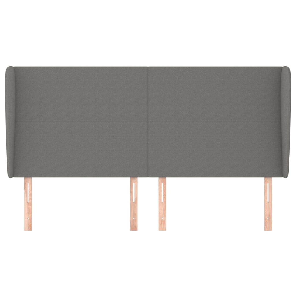 vidaXL Tăblie de pat cu aripioare gri închis 163x23x118/128 cm textil vidaXL Tăblie de pat cu aripioare gri închis 163x23x118/128 cm textil