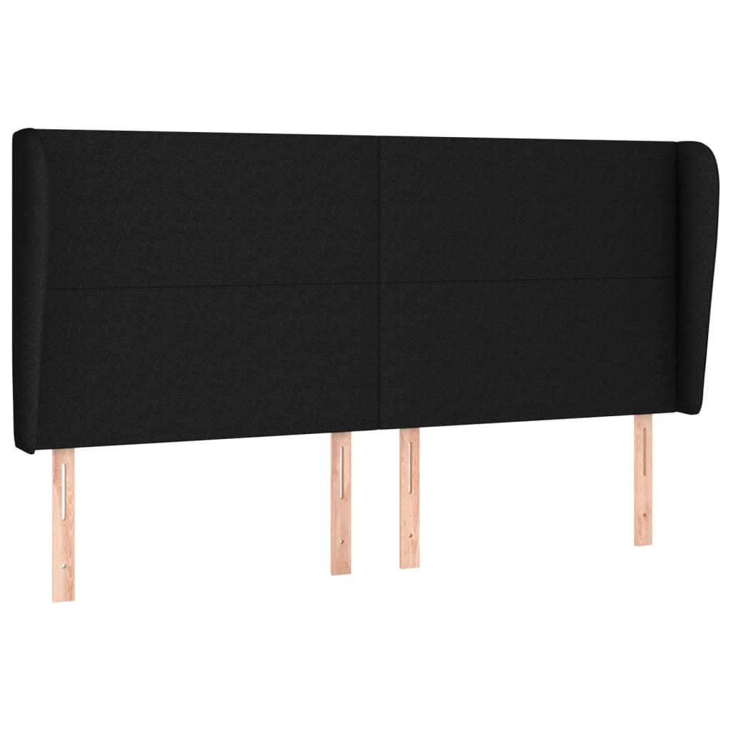 vidaXL Tăblie de pat cu aripioare, negru, 163x23x118/128 cm, textil