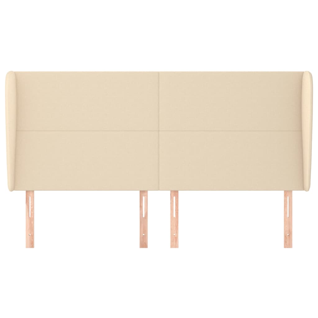 vidaXL Tăblie de pat cu aripioare, crem, 163x23x118/128 cm, textil