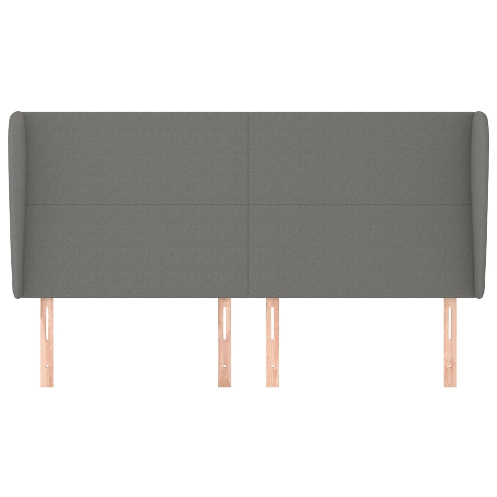 vidaXL Tăblie de pat cu aripioare gri închis 203x23x118/128 cm, textil