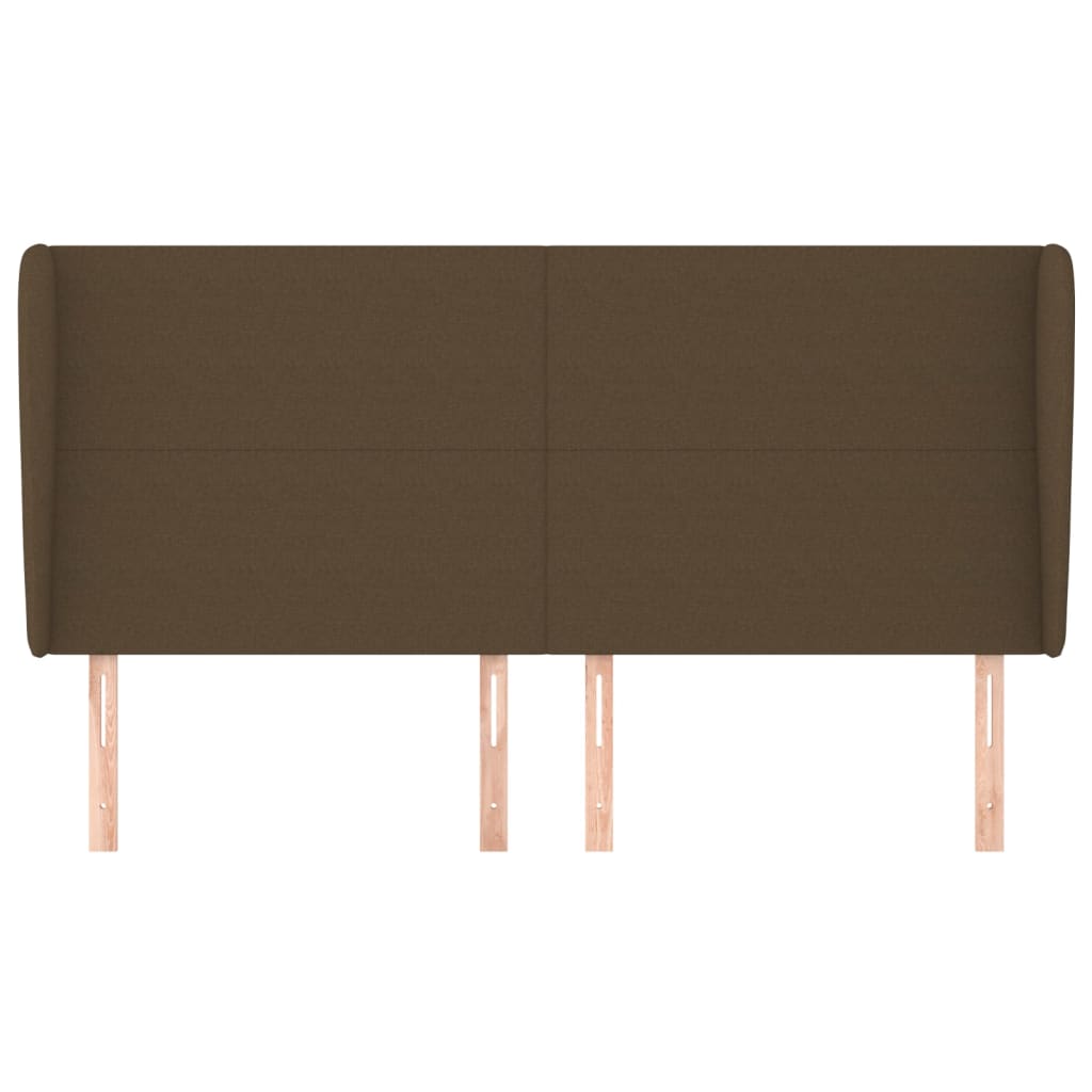 vidaXL Tăblie de pat cu aripioare maro închis 203x23x118/128 cm textil