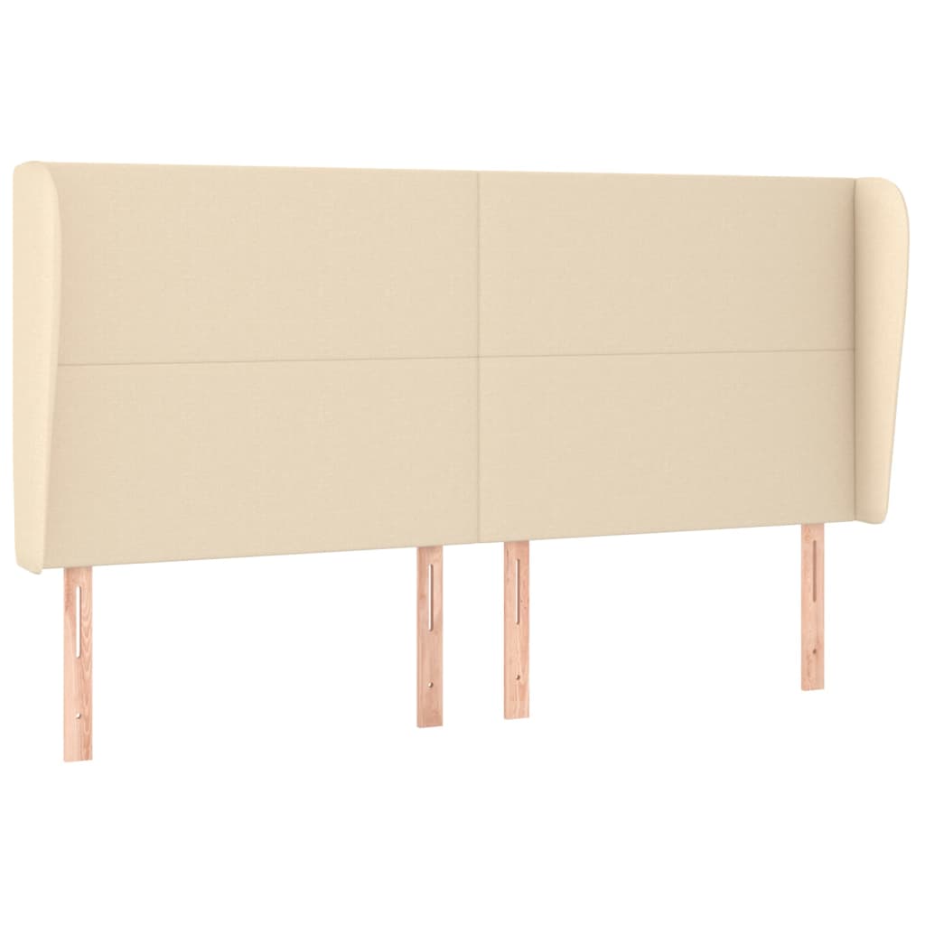 vidaXL Tăblie de pat cu aripioare, crem, 203x23x118/128 cm, textil