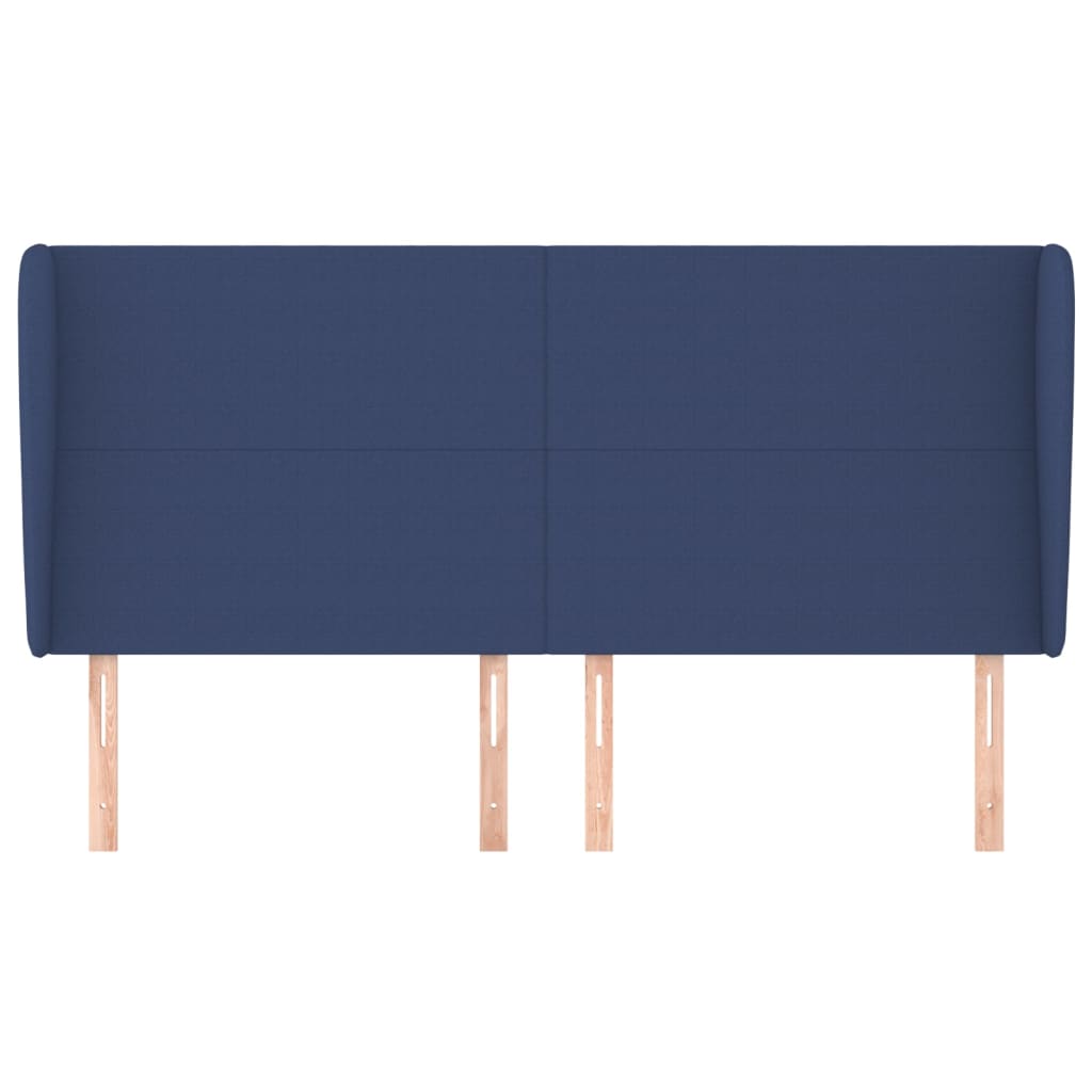 vidaXL Tăblie de pat cu aripioare, albastru, 203x23x118/128 cm, textil vidaXL Tăblie de pat cu aripioare, albastru, 203x23x118/128 cm, textil