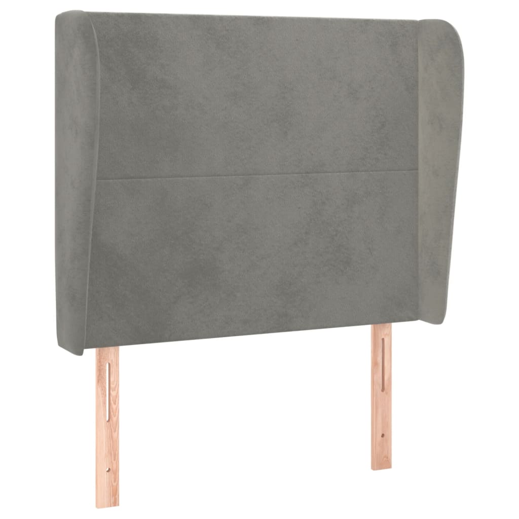 vidaXL Tăblie de pat cu aripioare gri deschis 93x23x118/128 cm catifea