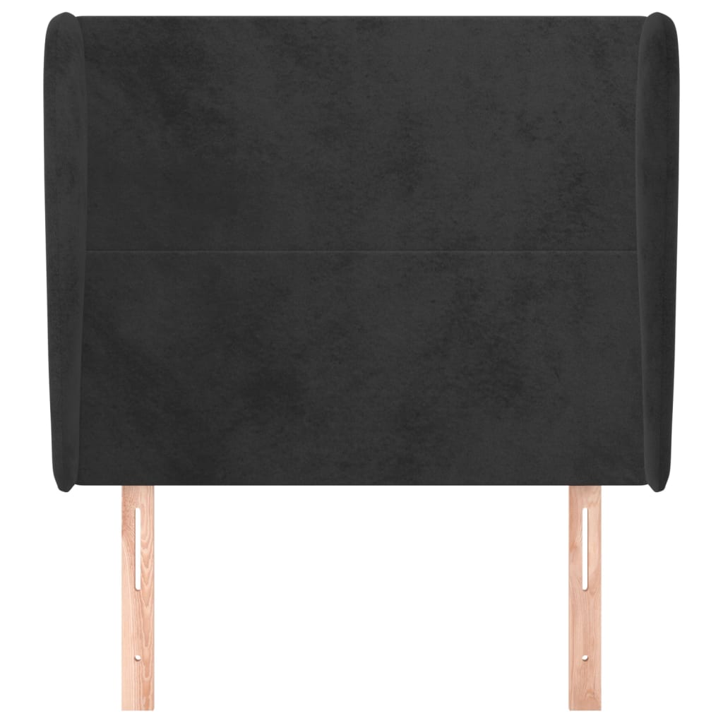 vidaXL Tăblie de pat cu aripioare, negru, 93x23x118/128 cm, catifea