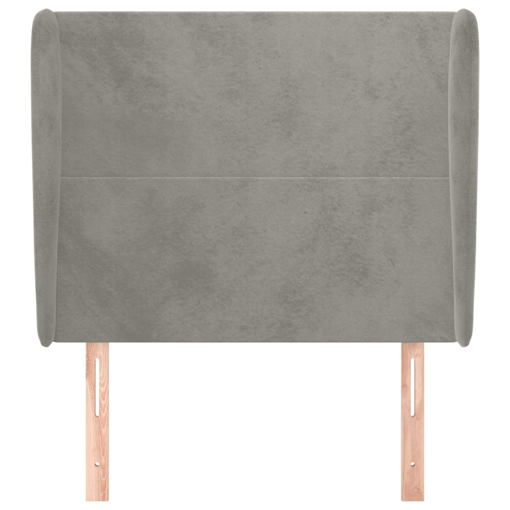 vidaXL Tăblie de pat cu aripioare gri deschis 103x23x118/128cm catifea