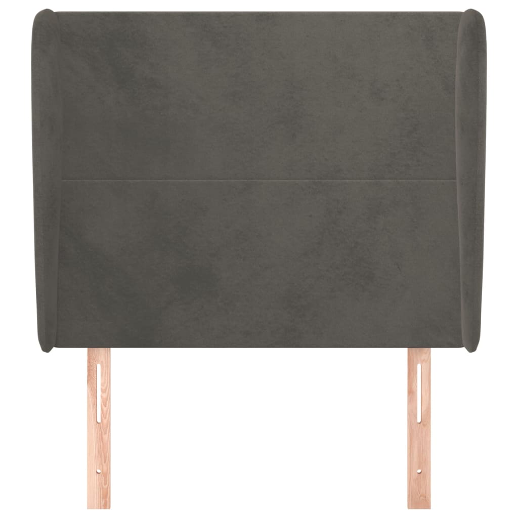 vidaXL Tăblie de pat cu aripioare gri închis 103x23x118/128 cm catifea