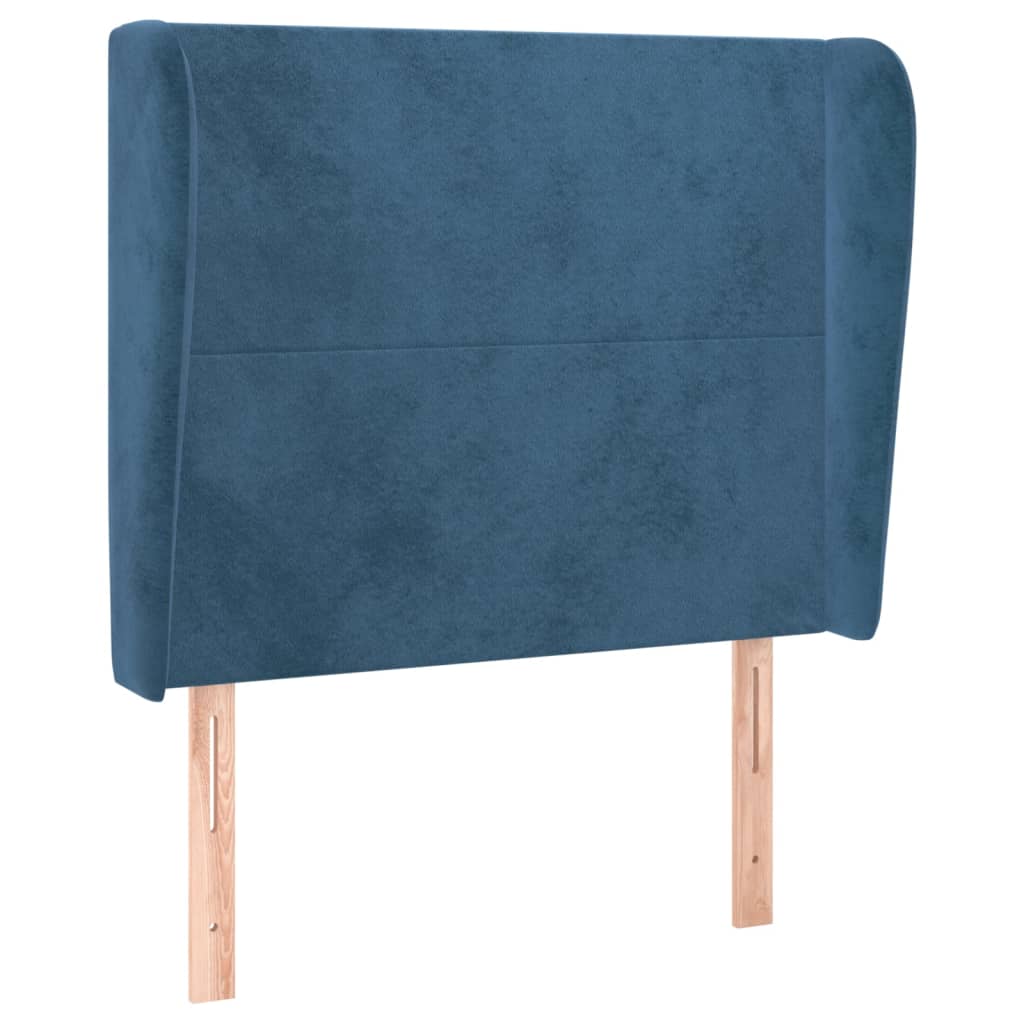 vidaXL Tăblie pat cu urechi albastru închis 103x23x118/128cm catifea vidaXL Tăblie pat cu urechi albastru închis 103x23x118/128cm catifea