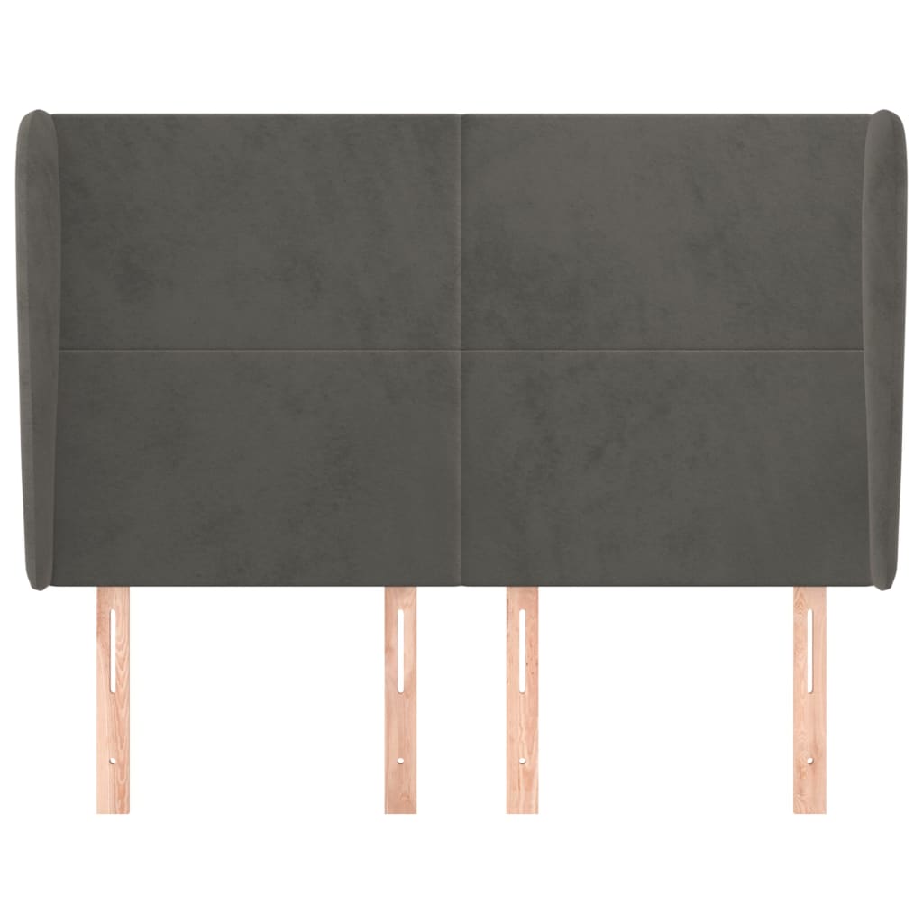 vidaXL Tăblie de pat cu aripioare gri închis 147x23x118/128 cm catifea