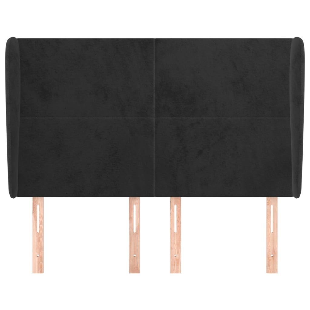 vidaXL Tăblie de pat cu aripioare, negru, 147x23x118/128 cm, catifea