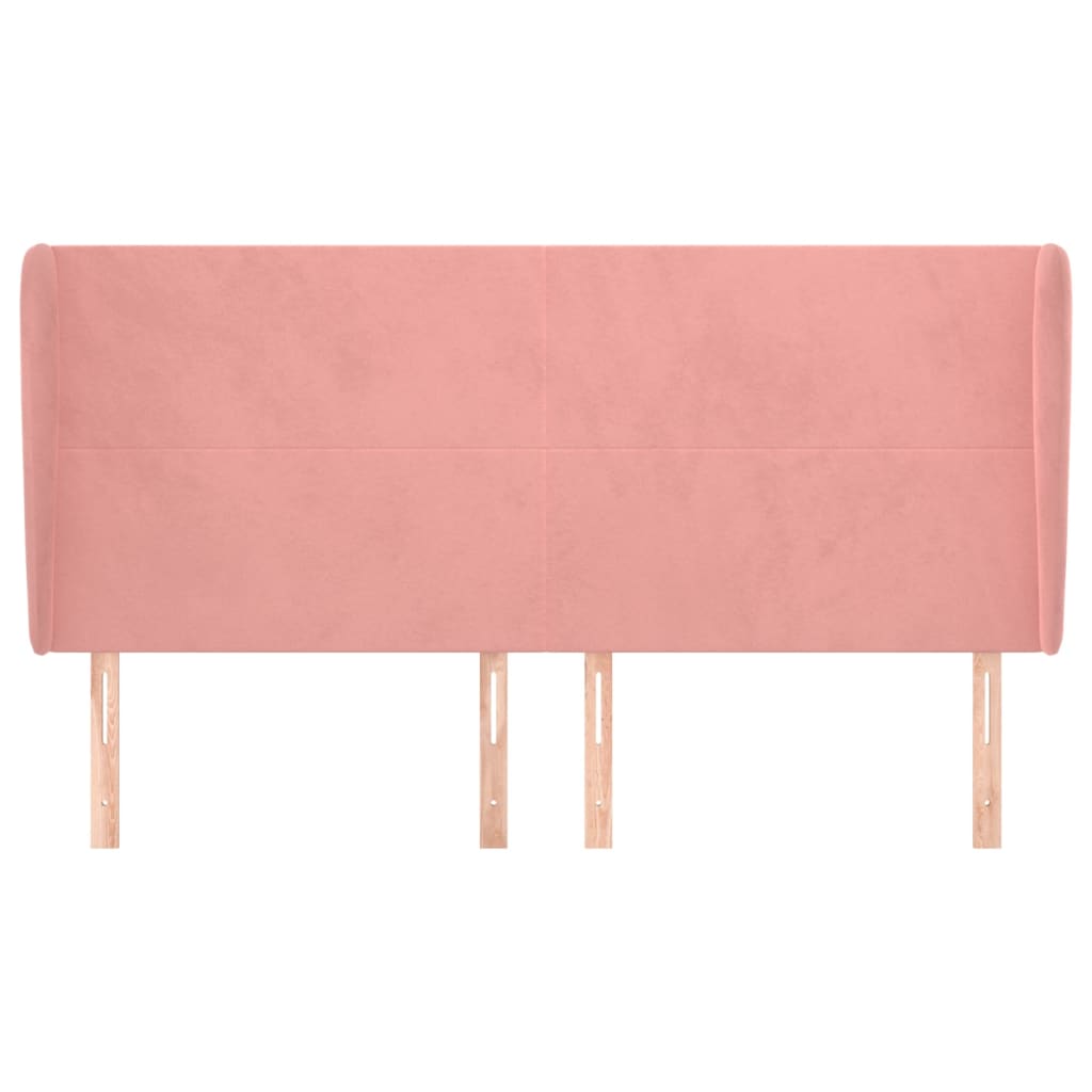 vidaXL Tăblie de pat cu aripioare, roz, 163x23x118/128 cm, catifea vidaXL Tăblie de pat cu aripioare, roz, 163x23x118/128 cm, catifea