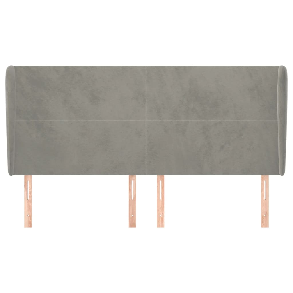 vidaXL Tăblie de pat cu aripioare gri deschis 183x23x118/128cm catifea