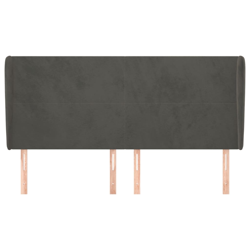 vidaXL Tăblie de pat cu aripioare gri închis 183x23x118/128 cm catifea vidaXL Tăblie de pat cu aripioare gri închis 183x23x118/128 cm catifea